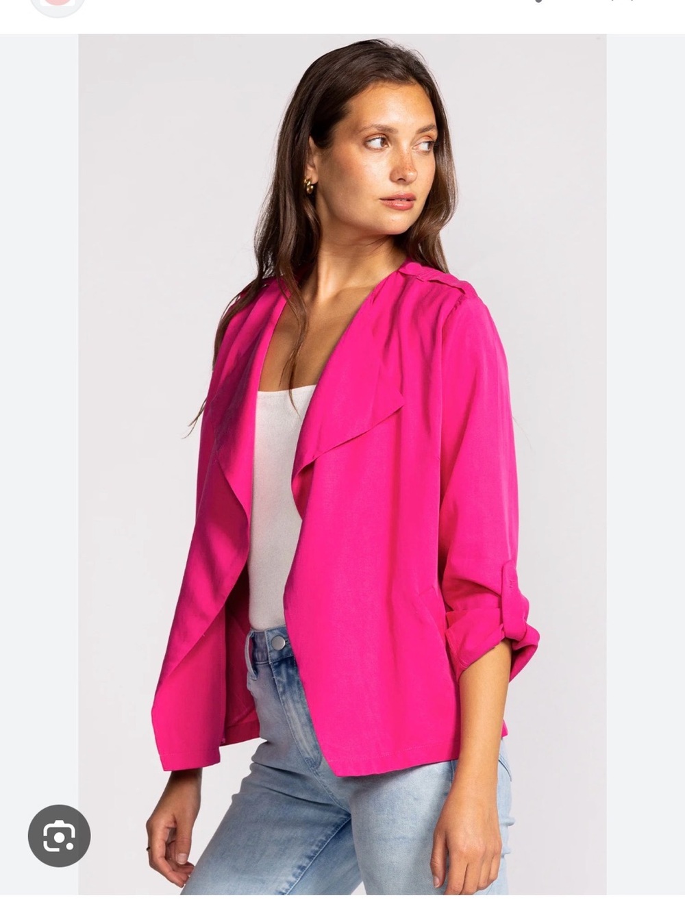 Pink Martini Melody Jacket - Bright Pink Draped Open-Front Women's Jacket